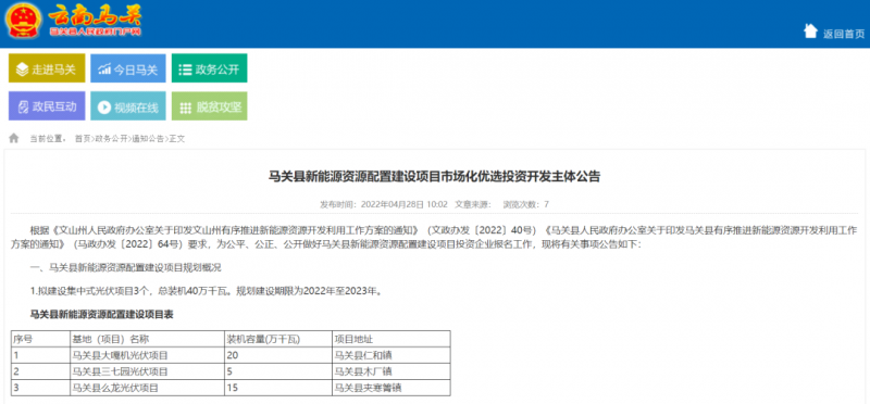 大力推廣屋頂分布式光伏 云南馬關(guān)啟動(dòng)400MW光伏優(yōu)選！