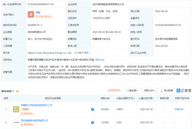 中國石油、隆基投資成立能源公司