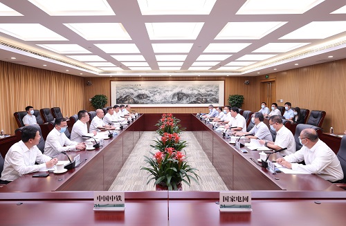 國家電網(wǎng)公司總經(jīng)理、黨組副書記張智剛與中國中鐵董事長陳云會談