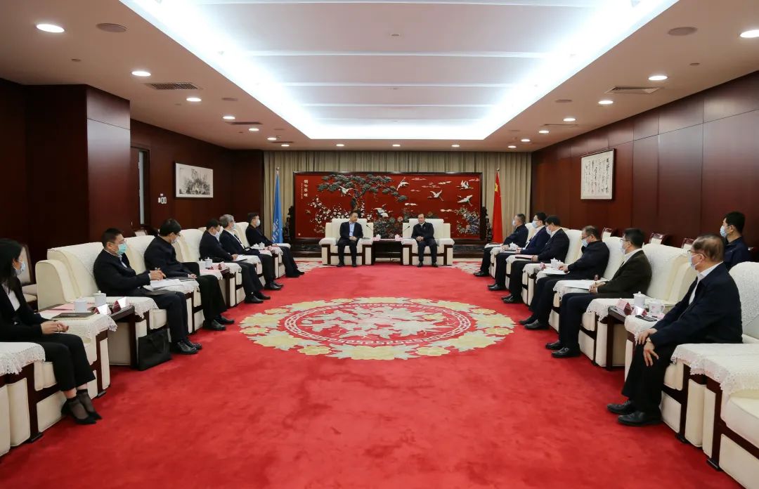 中國(guó)華電董事長(zhǎng)江毅、總經(jīng)理葉向東會(huì)見中國(guó)大唐董事長(zhǎng)鄒磊、總經(jīng)理劉明勝