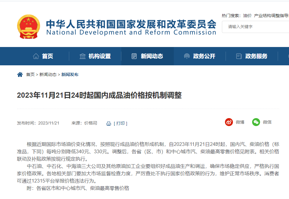 今晚，油價下調!附各省汽、柴油最高零售價