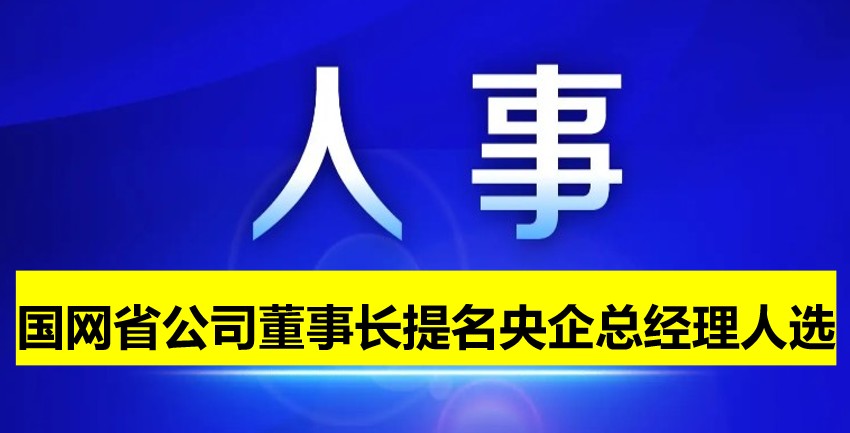 國(guó)網(wǎng)省公司董事長(zhǎng)提名為央企總經(jīng)理人選！