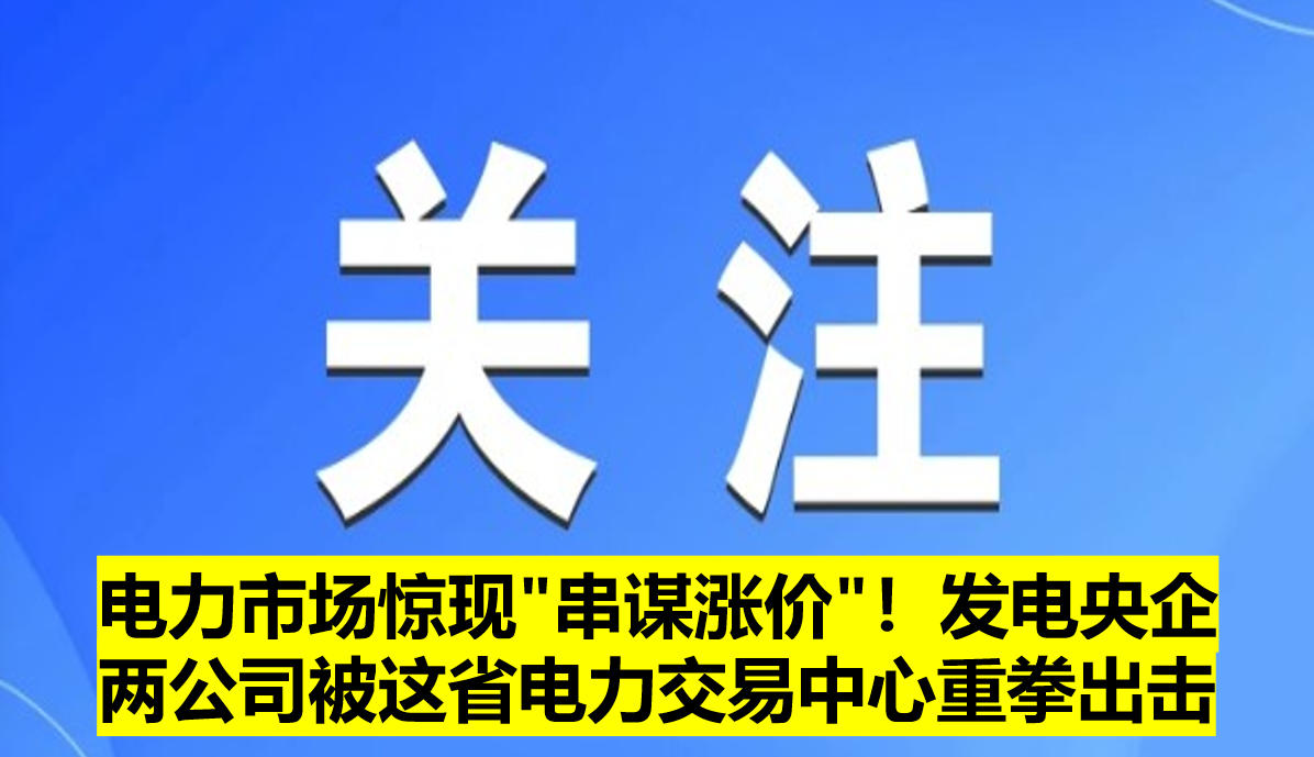 電力市場(chǎng)驚現(xiàn)"串謀漲價(jià)"！發(fā)電央企兩公司被這省電力交易中心重拳出擊?